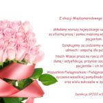 życzenia z okazji Dnia Pielegniarki z bukietem różowych róż